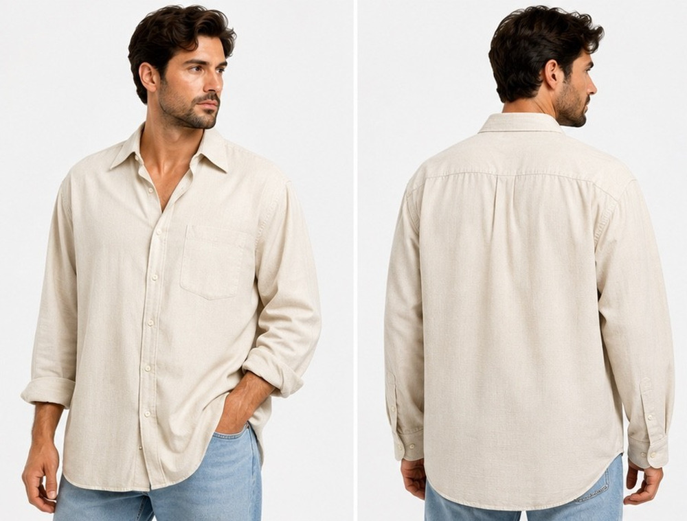 BURBERRY LONDON MEN'S BEIGE 100% COTTON BUTTON DOWN SHIRT SIZE 18R MADE USA